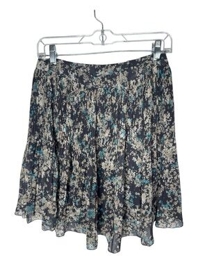 Old Navy Pleated Floral Mini Skirt - Black & Cream with Teal Accents. NWT.